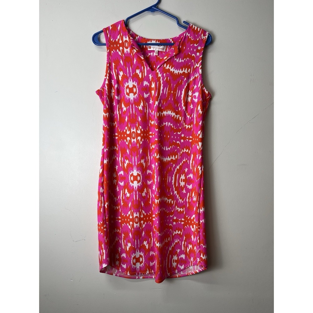 Jude Connally Mary Pat Dress Women's Sz S Pink Ikat Sleeveless Pockets Sheath